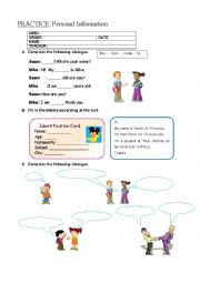 English Worksheet: Personal Information