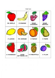English Worksheet: fruit cards