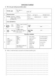 English Worksheet: Introduce yourself elementary