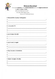 English Worksheet: What are they doing?
