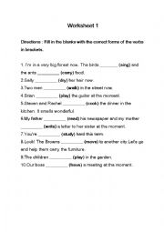 English Worksheet: present continuous