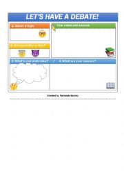 English Worksheet: Debate Chart