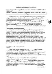 English Worksheet: Entertainment (consolidation)