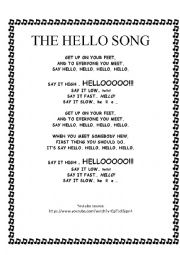 English Worksheet: The Hello Song