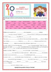 Mother`s Day Quotations Worksheet