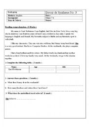 English Worksheet: reading comprehension