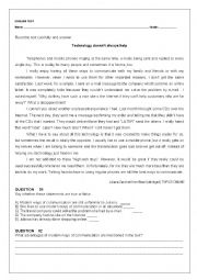 English Worksheet: 8th grade test