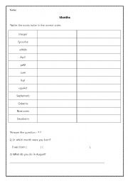 English Worksheet: months