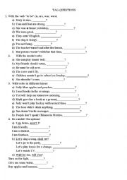 English Worksheet: Tag questions