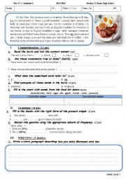 English Worksheet: A Reading Comprehension Test For Common Core Students2