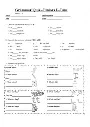 English Worksheet: GRAMMAR QUIZ