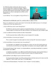 English Worksheet: TED Talk, The Surprising Habits of Original Thinkers Comprehension Quiz