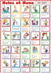 English Worksheet: Rules at Home with must or mustnt