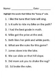 English Worksheet: Long vowel sentence worksheet
