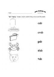 English Worksheet: word families