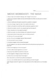 English Worksheet: Movie Worksheet :  The Wave