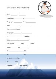 English Worksheet: PENGUIN STORY (Dictation)