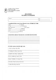 English Worksheet: past simple to be