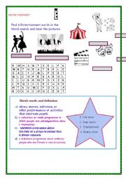 English Worksheet: Entertainment 