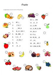 English Worksheet: Which is each fruit