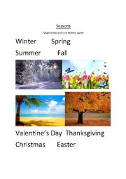English Worksheet: Seaons/Holiday matching