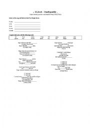 English Worksheet: song