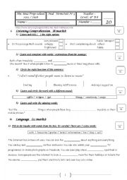 English Worksheet: Mid term test 3 for 9th formers