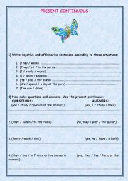 English Worksheet: present continuous