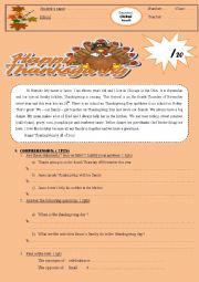 English Worksheet: Thanksgiving is coming