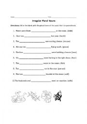 English Worksheet: Irregular Plural Nouns