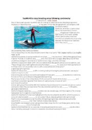 English Worksheet: SeaWorld to stop breeding orcas following controversy 2016 multiple-choice exercise based on a topical newspaper article from the BBC