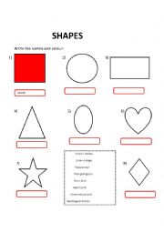 English Worksheet: shapes and colours