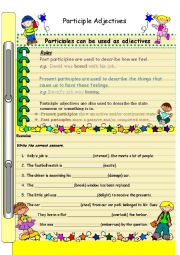 English Worksheet: Particple adjectives