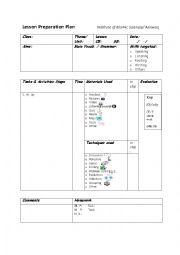 English Worksheet: Lesson Preparation Plan