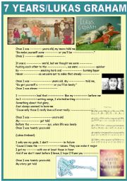 English Worksheet: 7 years:Lukas Graham complete and past simple activity