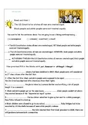 English Worksheet: Linking words(contrast) /US Black history