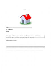 English Worksheet: ESL House description with word bank