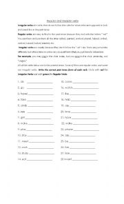 English Worksheet: Regular and irregular verbs