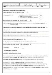 English Worksheet: Mid term test 2