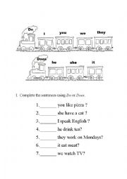 English Worksheet: grammar Present simple questions do does 