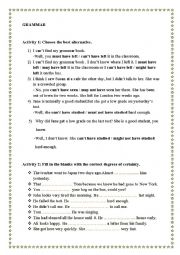 English Worksheet: exercises about past modals