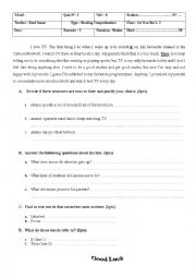 English Worksheet: 30 minutes quiz