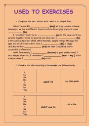 English Worksheet: Used To vs. Simple Past