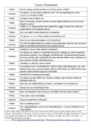 English Worksheet: Restaurant Role Play