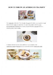 English Worksheet: An Afternoon Tea Party