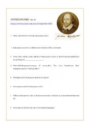 English Worksheet: Shakespeare Listening Comprehension