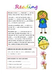 English Worksheet: READING