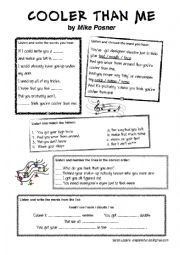 SONG WORKSHEET: Cooler than me - Mike Posner