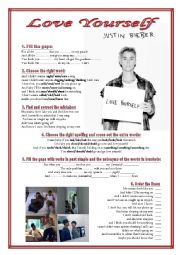 English Worksheet: Song: Love yourself -Justin Bieber