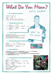 English Worksheet: Song: What do you mean - Justin Bieber